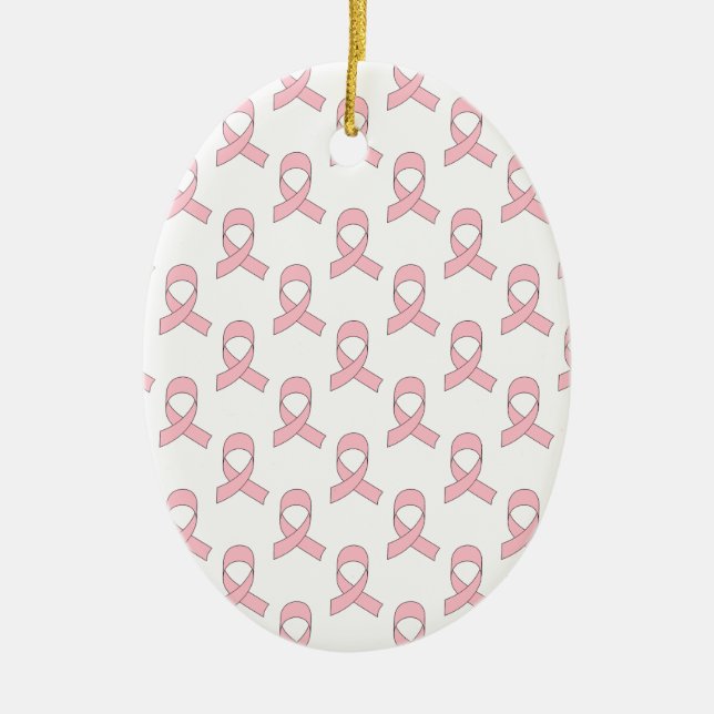 Ornement Ovale En Céramique Motif de ruban rose (Devant)