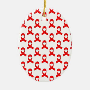 Ornement Ovale En Céramique Motif de ruban rouge