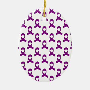 Ornement Ovale En Céramique Motif de ruban violet
