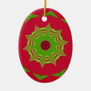 Ornement Ovale En Céramique motif ethnique d'Afrique rouge