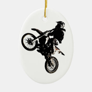 Ornement Ovale En Céramique Motocross
