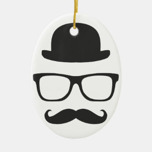 Ornement Ovale En Céramique Moustache très anglaise