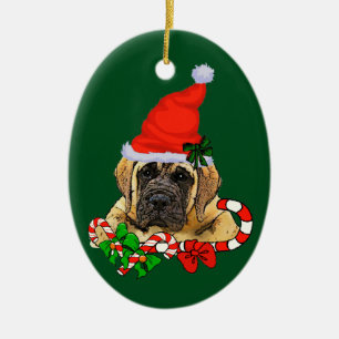 Ornement Ovale En Céramique Noël anglais de mastiff