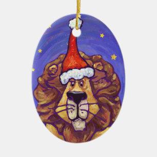 Ornement Ovale En Céramique Noël de lion