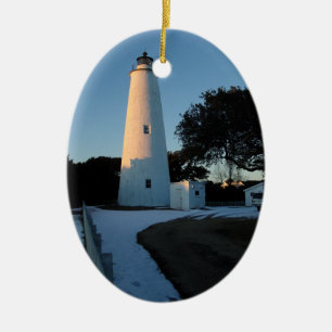Ornement Ovale En Céramique Noël d'île d'Ocracoke