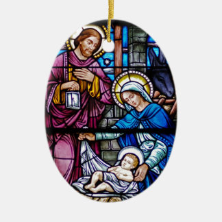 Ornement Ovale En Céramique Noël en verre souillé