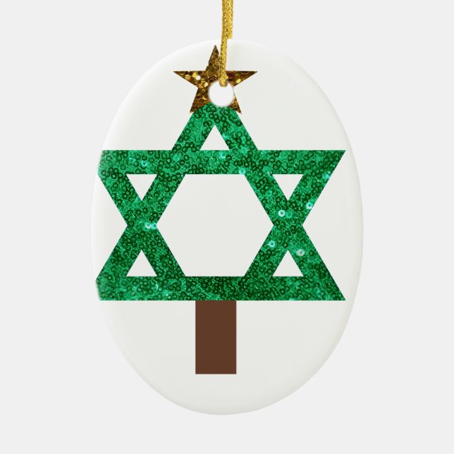 Ornement Ovale En Céramique noël mukkah arbre de noël (Devant)
