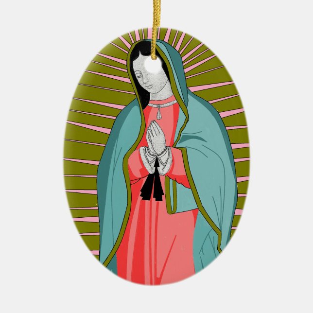 Ornement Ovale En Céramique notre dame de guadalupe (Devant)