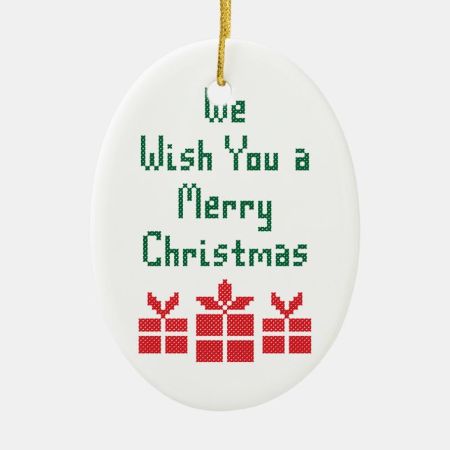 Ornement Ovale En Céramique Nous vous souhaitons un joyeux Noël (Devant)