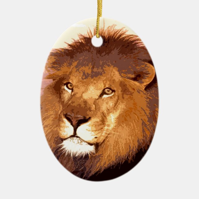 Ornement Ovale En Céramique OEuvre de Lion (Devant)
