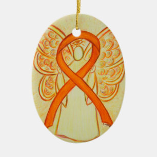 Ornement Ovale En Céramique Orange du ruban de sensibilisation Orange Pendenti