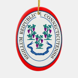 Ornement Ovale En Céramique Organisation de Noël du Connecticut*