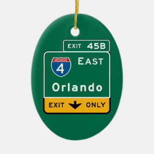 Ornement Ovale En Céramique Orlando, panneau routier de FL