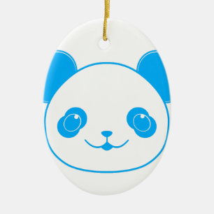 Ornement Ovale En Céramique Ours bleu Kawaii Panda