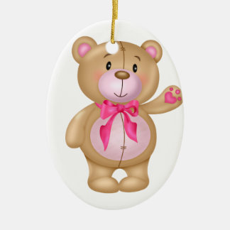 Ornement Ovale En Céramique Ours de nounours mignon
