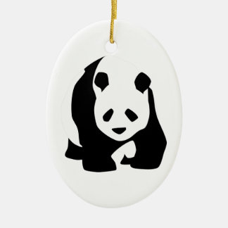 Ornement Ovale En Céramique Ours panda géant