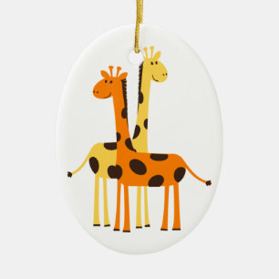 Ornement Ovale En Céramique Paires drôles mignonnes de girafe