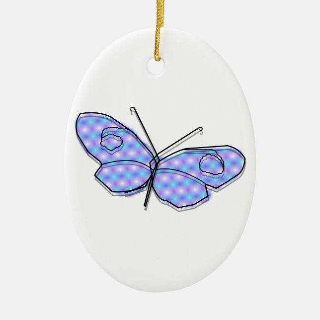 Ornement Ovale En Céramique Papillon cosmique (Devant)