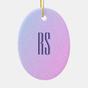 Ornement Ovale En Céramique Pastel Ombre Parties scintillant Monogramme