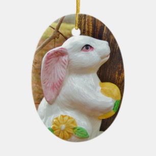 Ornement Ovale En Céramique Pays Lapin de Pâques