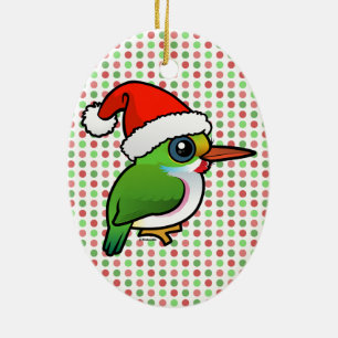 Ornement Ovale En Céramique Père Noël Cuban Tody