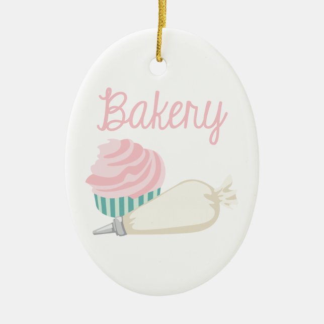 Ornement Ovale En Céramique Petit gâteau de boulangerie (Devant)