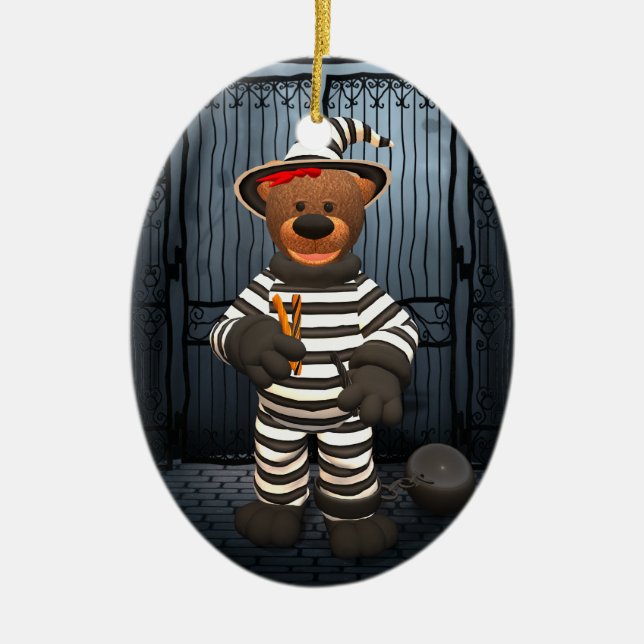 Ornement Ovale En Céramique Petit prisonnier de petits ours (Devant)
