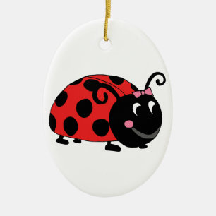 Ornement Ovale En Céramique Petite coccinelle chanceuse
