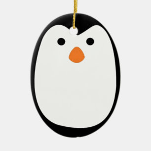 Ornement Ovale En Céramique Pingouins