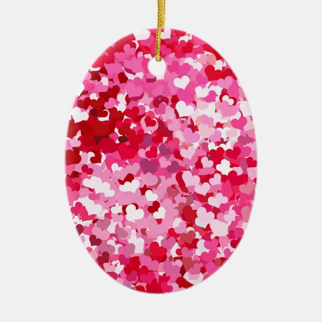Ornement Ovale En Céramique Pink Confeti (Devant)