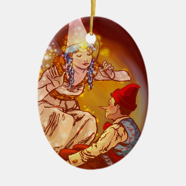 Ornement Ovale En Céramique Pinocchio (Devant)
