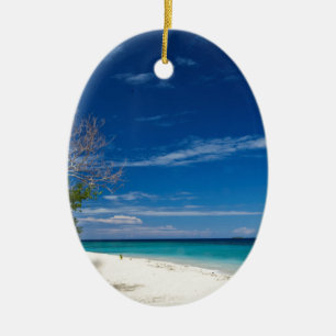 Ornement Ovale En Céramique Plage d'île de mer du sud, Fidji