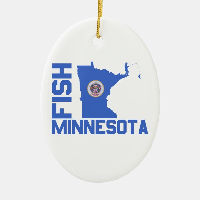 Ornement Ovale En Céramique Plan de l'État du Minnesota de Poisson (Devant)