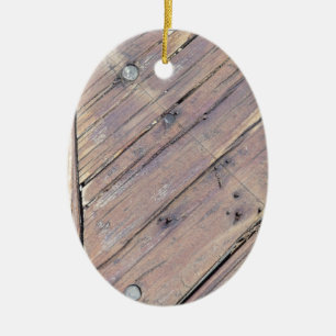 Ornement Ovale En Céramique Plaque texturée en bois patiné