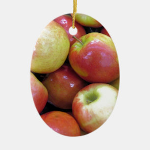 Ornement Ovale En Céramique Pommes