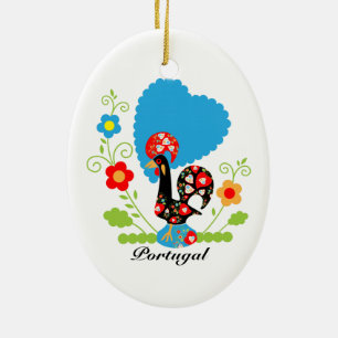 Ornement Ovale En Céramique Portuguese Rooster