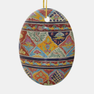 Ornement Ovale En Céramique Poterie de style de Talavera de Mexicain