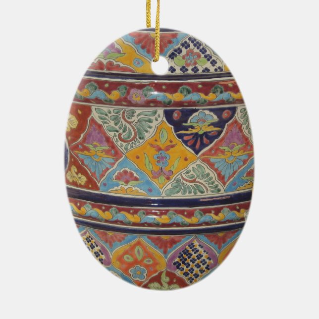 Ornement Ovale En Céramique Poterie de style de Talavera de Mexicain (Dos)