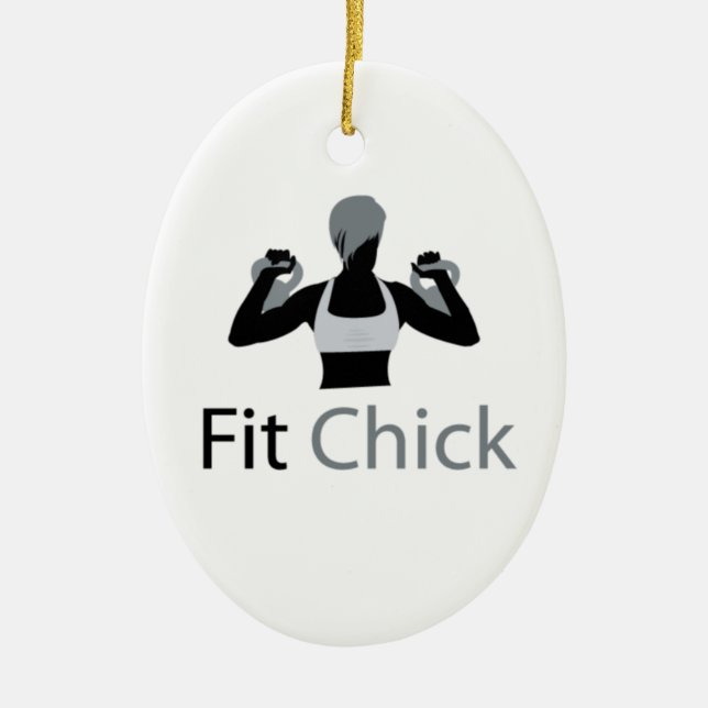 Ornement Ovale En Céramique Poussin convenable avec Kettlebells (Devant)