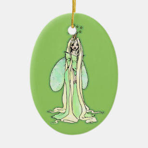 Ornement Ovale En Céramique Princesse Green Fairy
