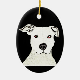 Ornement Ovale En Céramique Race de chien de Pitbull