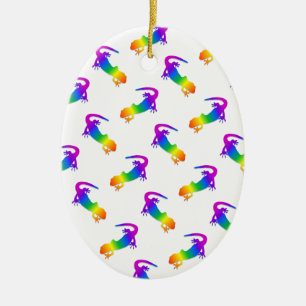 Ornement Ovale En Céramique Rainbow Salamander