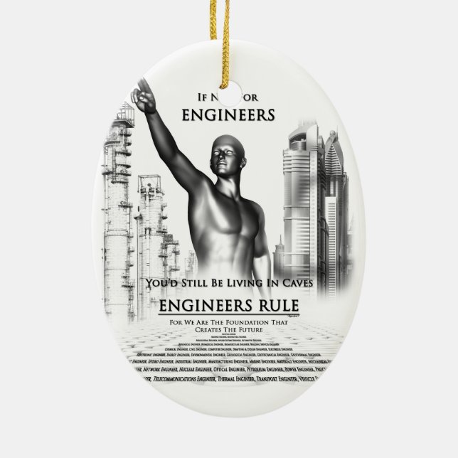 Ornement Ovale En Céramique Règle des ingénieurs (Dos)