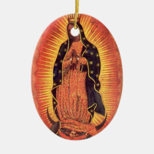 Ornement Ovale En Céramique Religion vintage Vierge Marie Notre-Dame de Guadal