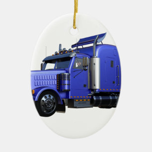 Ornement Ovale En Céramique Remorque semi-tracteur en métal bleu
