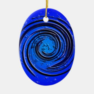Ornement Ovale En Céramique Remous bleu d'ouragan