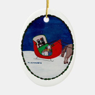 ORNEMENT OVALE EN CÉRAMIQUE RENTRER À LA MAISON POUR NOËL