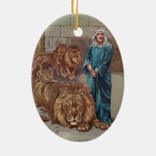 Ornement Ovale En Céramique Repaire de lions de Daniel
