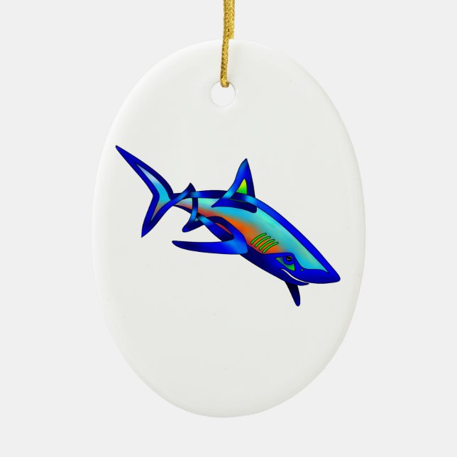 Ornement Ovale En Céramique Requin de piscine (Devant)