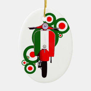 Ornement Ovale En Céramique Rétro scooter d'Italien d'art de mod